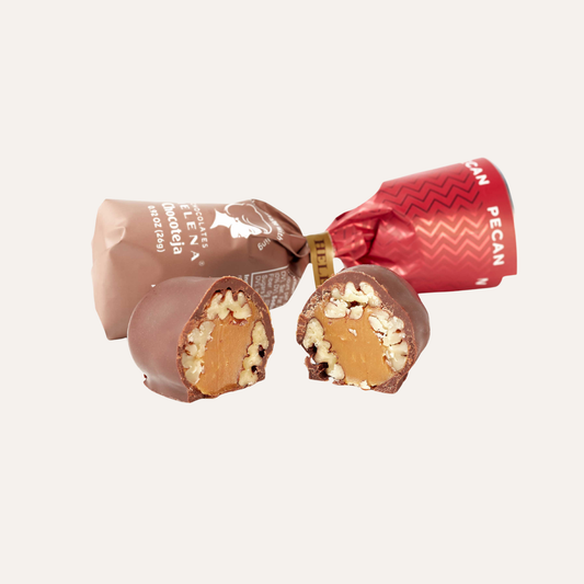 Single Pecan Chocoteja Bonbon – Peruvian chocolate bonbon with pecan fillin