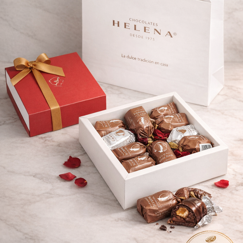 Elegant Helena Chocolatier gift box with premium Peruvian chocolates