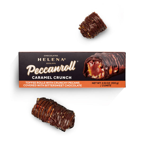 Peccanroll Caramel Crunch Toffee Rolls - Pecan-Encrusted, Chocolate-Smothered Delight | 45% Pure Cacao and Gluten Free