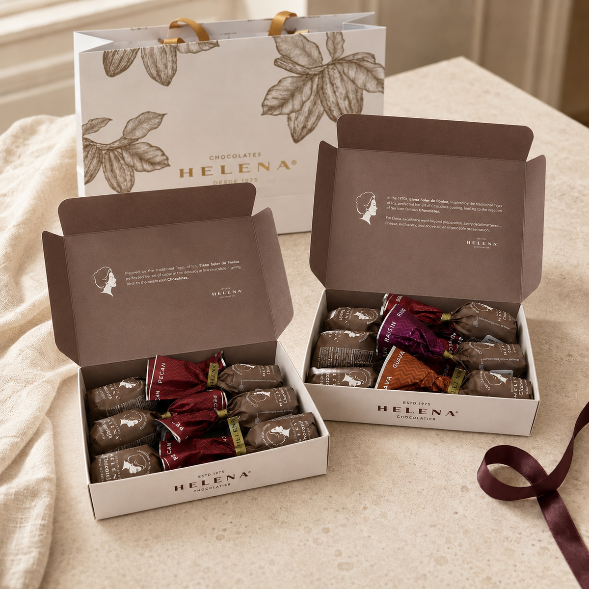 Assorted + Pecan Chocoteja Bonbons · 2 Boxes / 12 Bonbons
