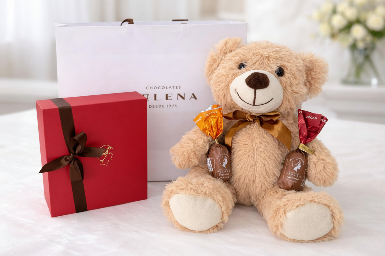 Helena teddy gift box 10 pieces - Chocoteja bonbons with plush teddy